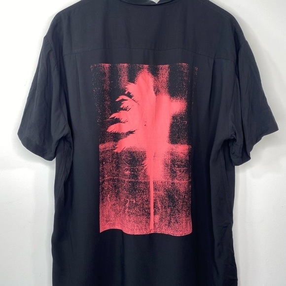 NWT Double Rainbouu Palm Tree Print Hawaiian Shirt BLACK - Picture 11 of 12